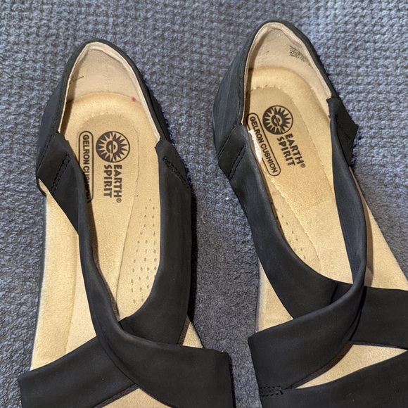 Earth Spirit‎ Black Gelron Cushion Cross Strap Comfort Sandals Size 7.5 - Picture 4 of 11